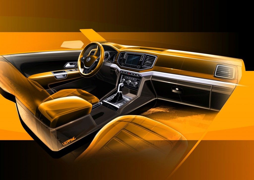 Amarok erhält das aktuelle Volkswagen Design 2 Amarok_Skizze_Interieur