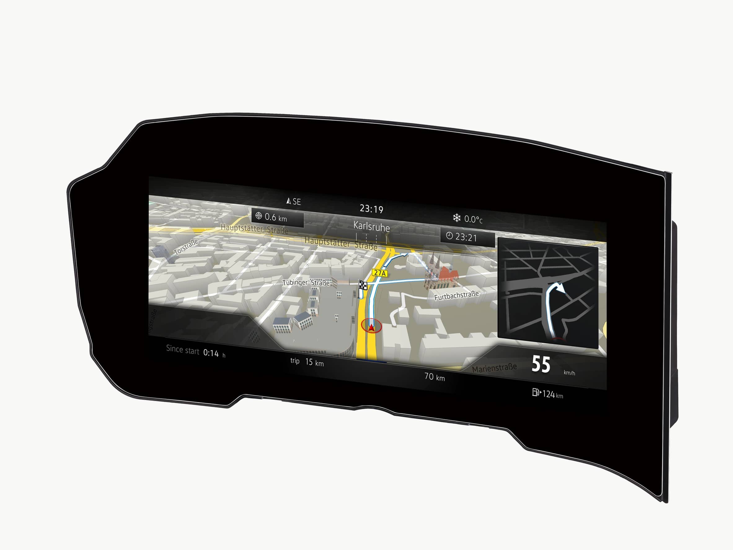 Bosch liefert erstes gebogenes Instrumentendisplay 2 Gebogenes 12,3-Zoll-Instrumentendisplay von Bosch.