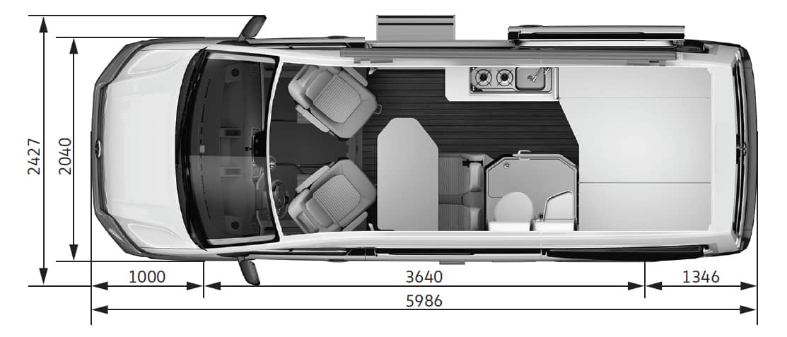 CMT 2019: Volkswagen startet Vorverkauf des Grand California 2 Grundriss des VW Grand California 600.