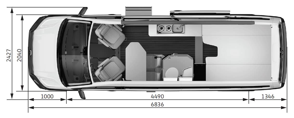 CMT 2019: Volkswagen startet Vorverkauf des Grand California 3 Grundriss des VW Grand California 680.