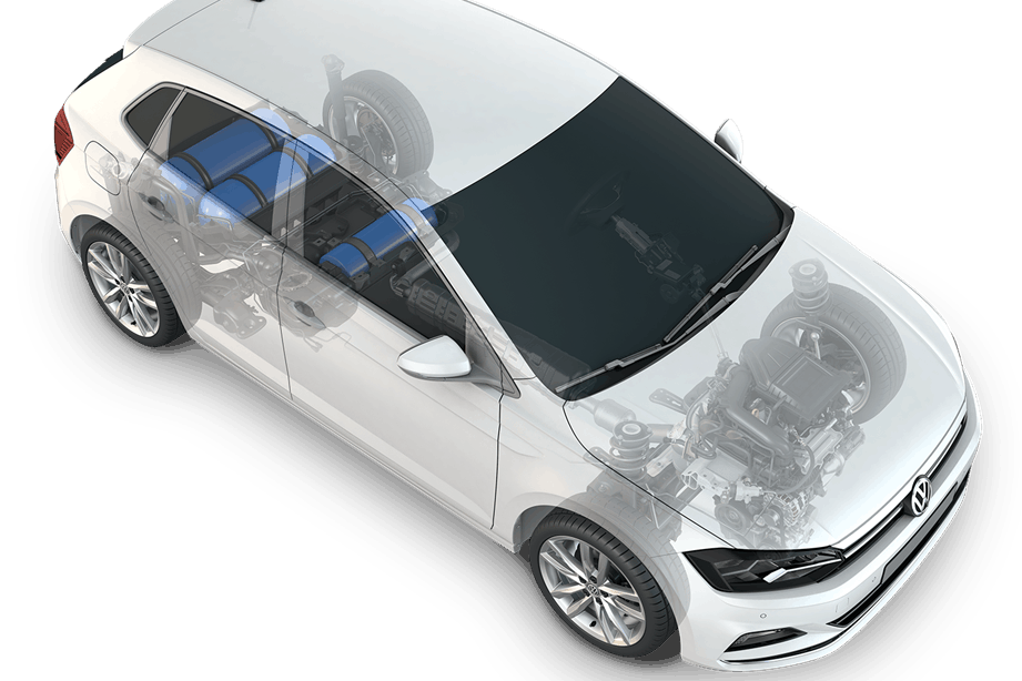Volkswagen baut dritten Tank in Erdgas-Autos 1 Polo TGI mit neuem Tanksystem.