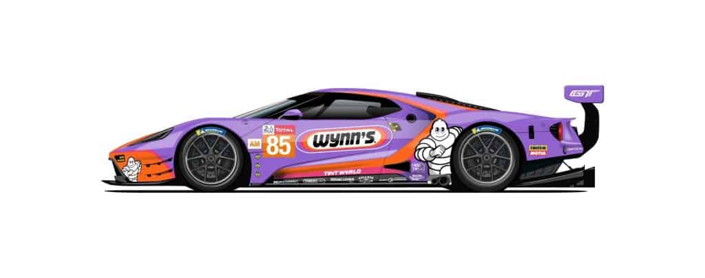 Ford mit Rennwagen in historischen Farben beim 24 Stunden von Le Mans 5 Keating Motorsports komplettiert den Auftritt mit einem Ford GT in der Klasse GTE-Am.