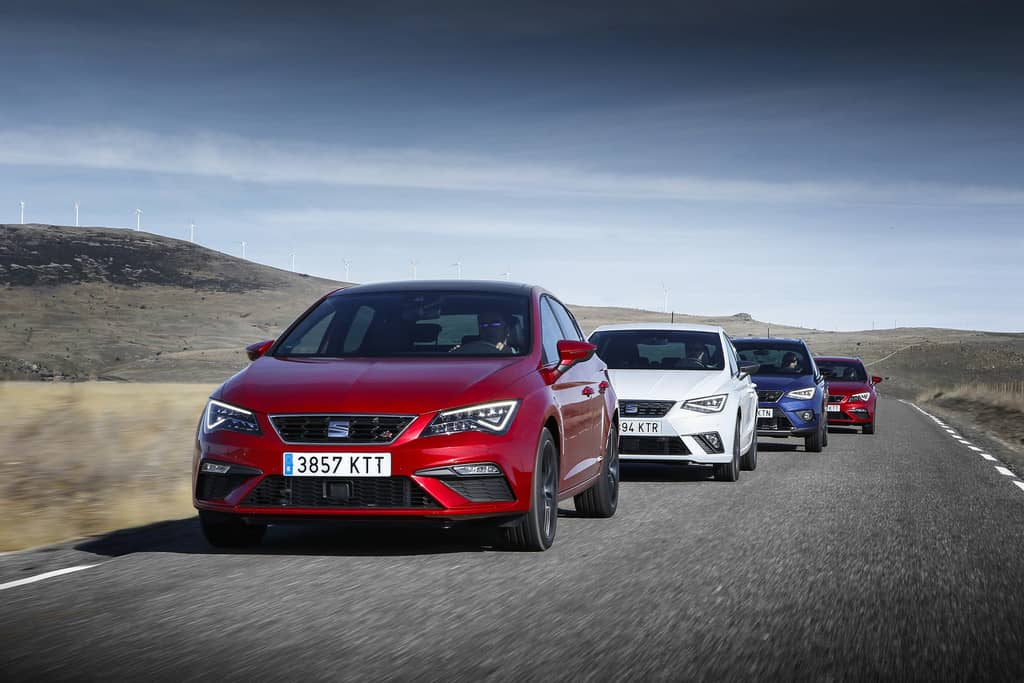 Seat bietet neue CNG-Modelle zum gleichen Preis wie TSI-Benziner 1 Erdgasmodelle von Seat (von vorne): Leon 1.5 TGI, Ibiza 1.0 TGI, Arona 1.0 TGI und Leon ST 1.5 TGI.