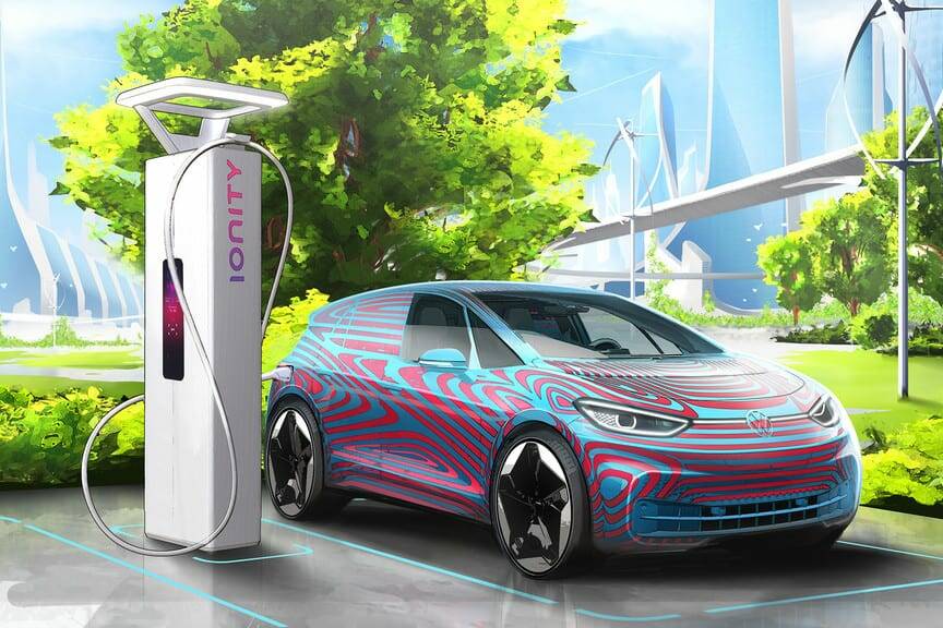 Das Elektroauto wird größter Stromverbraucher im Haushalt 9 VW ID 3 an einer Ionity-Ladesäule (Computergrafik).